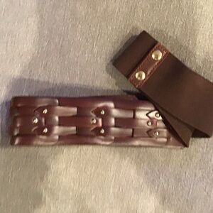 Vince Camuto Women’s Brown Woven Leather and elastic stretch Belt